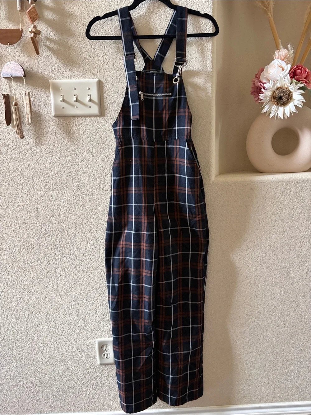 Stradivarius Plaid Check Wide-Leg Overalls Jumpsuit - Picture 2 of 11